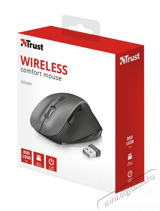 Trust Ravan Wireless Mouse - 22878 Tv kieg&eacute;sz&iacute;tők - T&aacute;vvez&eacute;rlő - Wireless billentyűzet - 344384