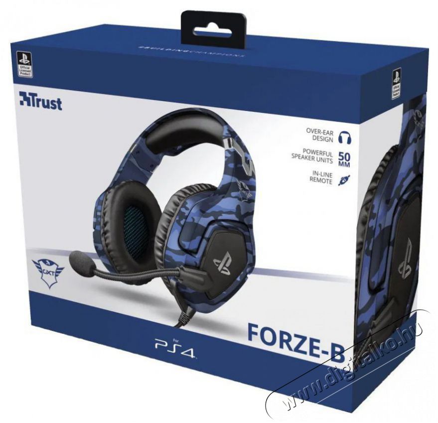 Trust GXT 488 Forze PS4 and PS5 Blue Audio-Video / Hifi / Multim&eacute;dia - F&uuml;l &eacute;s Fejhallgat&oacute;k - Fejhallgat&oacute; mikrofonnal / headset - 510319
