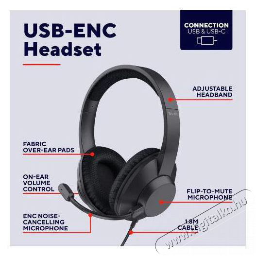 Trust AYDA MAX USB-ENC Audio-Video / Hifi / Multim&eacute;dia - F&uuml;l &eacute;s Fejhallgat&oacute;k - Fejhallgat&oacute; mikrofonnal / headset - 519238