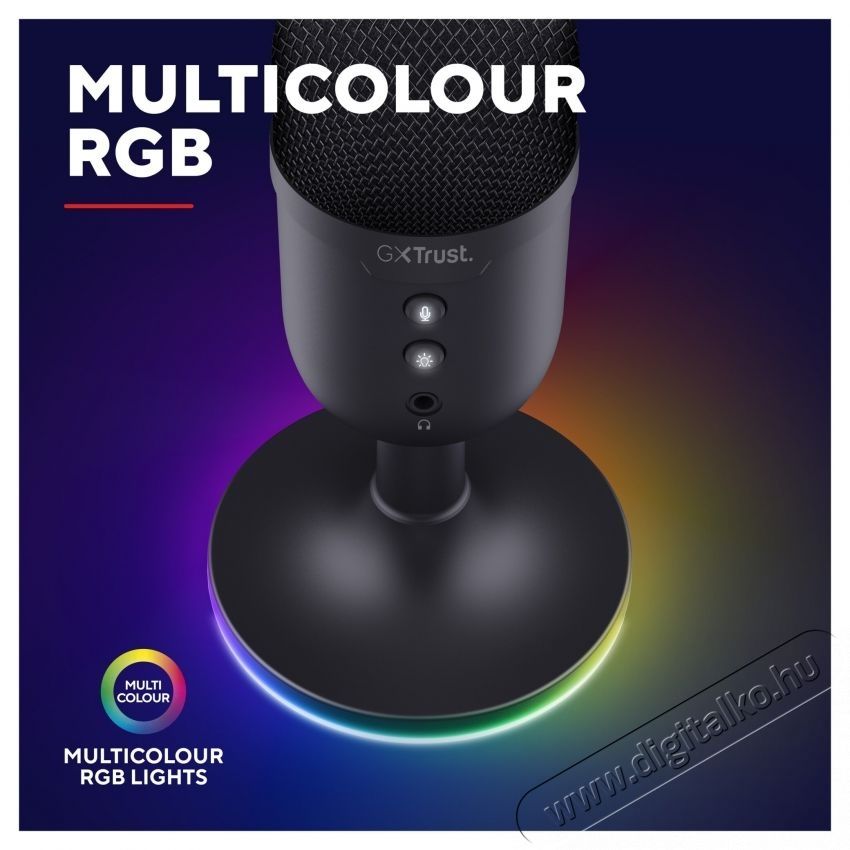 Trust GXT234P YUNIX gaming mikrofon, USB, RGB vil&aacute;g&iacute;t&aacute;s, Kardioid, Mikrofon n&eacute;m&iacute;t&aacute;s, Vil&aacute;g&iacute;t&aacute;s be/ki, Fekete Fot&oacute;-Vide&oacute; kieg&eacute;sz&iacute;tők - Mikrofon - Fot&oacute;-vide&oacute; mikrofon - 533899