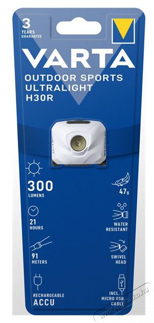 Varta 18631101401 Outdoor Sports Ultralight H30R/feh&eacute;r/fejl&aacute;mpa H&aacute;ztart&aacute;s / Otthon / K&uuml;lt&eacute;r - Vil&aacute;g&iacute;t&aacute;s / elektromoss&aacute;g - Fejl&aacute;mpa - 427040