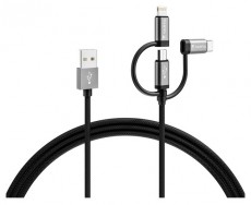 Varta 57937101111 2m 12W 3in1 USB A - Lightning/microUSB/Type C adat- és töltőkábel Akkuk és töltők - Li-ion akkumulátor és töltő (gyári) - Töltő / hálózati adapter - 508286