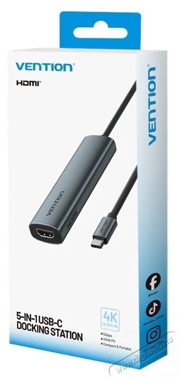 Vention 5in1 USB-C Docking Station Iroda &eacute;s sz&aacute;m&iacute;t&aacute;stechnika - Notebook kieg&eacute;sz&iacute;tő - USB hub / eloszt&oacute; - 538049