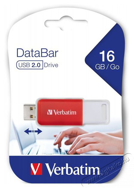VERBATIM 49453 DataBar 16GB USB 2.0 piros Flash Drive Mem&oacute;ria k&aacute;rtya / Pendrive - Flash memory - 507918