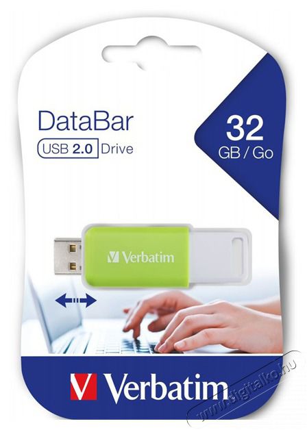 VERBATIM 49454 DataBar 32GB USB 2.0 z&ouml;ld Flash Drive Mem&oacute;ria k&aacute;rtya / Pendrive - Flash memory - 507919