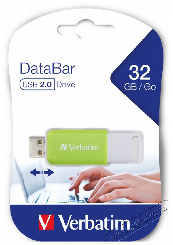 VERBATIM 49454 DataBar 32GB USB 2.0 z&ouml;ld Flash Drive Mem&oacute;ria k&aacute;rtya / Pendrive - Flash memory - 507919