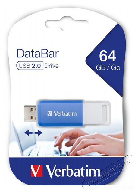 VERBATIM 49455 DataBar 64GB USB 2.0 k&eacute;k Flash Drive Mem&oacute;ria k&aacute;rtya / Pendrive - Flash memory - 507920