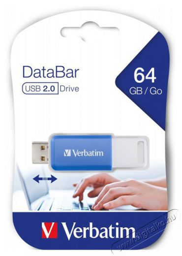 VERBATIM 49455 DataBar 64GB USB 2.0 k&eacute;k Flash Drive Mem&oacute;ria k&aacute;rtya / Pendrive - Flash memory - 507920