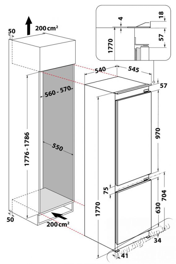 Whirlpool WHC18 T322 HŰTŐ BE&Eacute;P&Iacute;THETŐ ALULFAGYASZT&Oacute;S Konyhai term&eacute;kek - Hűtő, fagyaszt&oacute; (be&eacute;p&iacute;thető) - Alulfagyaszt&oacute;s kombin&aacute;lt hűtő - 372662