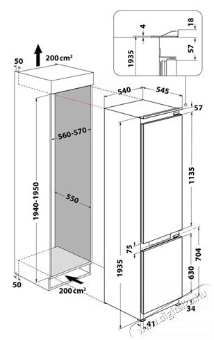 Whirlpool WHC20 T352 HŰTŐ BE&Eacute;P&Iacute;THETŐ ALULFAGYASZT&Oacute;S Konyhai term&eacute;kek - Hűtő, fagyaszt&oacute; (be&eacute;p&iacute;thető) - Alulfagyaszt&oacute;s kombin&aacute;lt hűtő - 373283