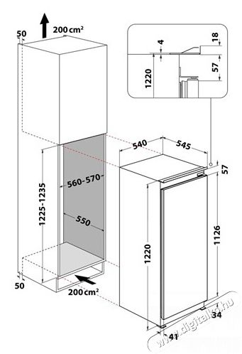 Whirlpool ARG 86122 HŰTŐ BE&Eacute;P&Iacute;THETŐ EGYAJT&Oacute;S Konyhai term&eacute;kek - Hűtő, fagyaszt&oacute; (be&eacute;p&iacute;thető) - Egyajt&oacute;s hűtő - 496658