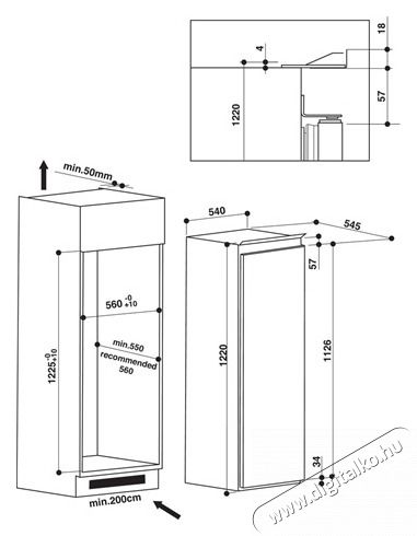 Whirlpool ARG 7182 HŰTŐ BE&Eacute;P&Iacute;THETŐ EGYAJT&Oacute;S Konyhai term&eacute;kek - Hűtő, fagyaszt&oacute; (be&eacute;p&iacute;thető) - Egyajt&oacute;s hűtő - 502919