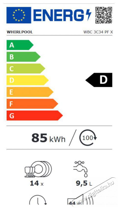 Whirlpool WBC 3C34 PF X MOSOGAT&Oacute;G&Eacute;P BE&Eacute;P&Iacute;THETŐ 14 TER&Iacute;T&Eacute;K Konyhai term&eacute;kek - Mosogat&oacute;g&eacute;p - Norm&aacute;l (60cm) be&eacute;p&iacute;thető mosogat&oacute;g&eacute;p - 373311