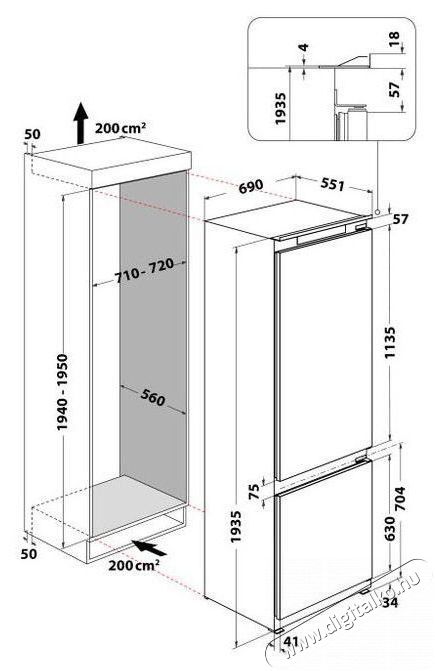 Whirlpool WH SP70 T122 Konyhai term&eacute;kek - Hűtő, fagyaszt&oacute; (be&eacute;p&iacute;thető) - Alulfagyaszt&oacute;s kombin&aacute;lt hűtő - 509364