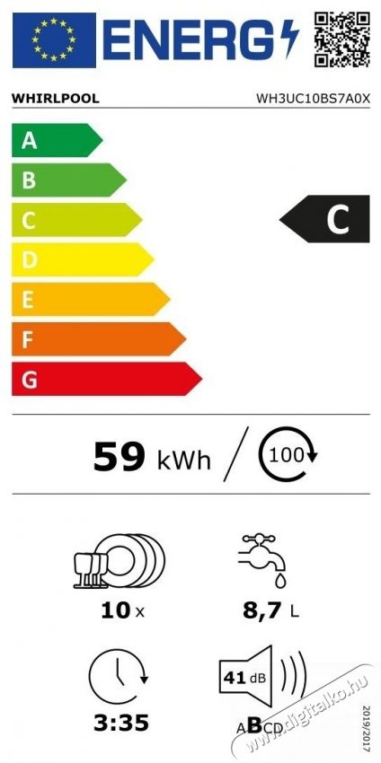 Whirlpool WH3UC10BS7A0X MOSOGAT&Oacute;G&Eacute;P BE&Eacute;P&Iacute;THETŐ 10 TER&Iacute;T&Eacute;K KESKENY Konyhai term&eacute;kek - Mosogat&oacute;g&eacute;p - Keskeny (45cm-ig) be&eacute;p&iacute;thető mosogat&oacute;g&eacute;p - 505344