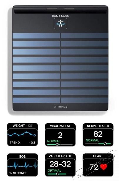 WITHINGS Body Scan fekete szem&eacute;lym&eacute;rleg Sz&eacute;ps&eacute;g&aacute;pol&aacute;s / Eg&eacute;szs&eacute;g - M&eacute;rleg - Szem&eacute;ly m&eacute;rleg - 502562