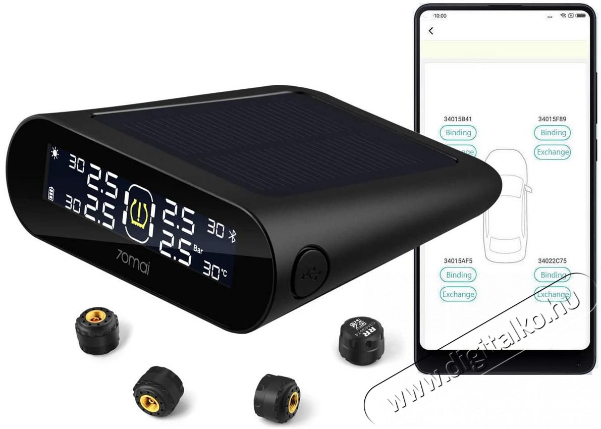 Xiaomi 70MAI TPMS LITE MIDRIVE 0 ker&eacute;knyom&aacute;s ellen&ouml;rző rendszer Aut&oacute;hifi / Aut&oacute; felszerel&eacute;s - Aut&oacute;s / aut&oacute;hifi kieg&eacute;sz&iacute;tő - Kompresszor - 367154