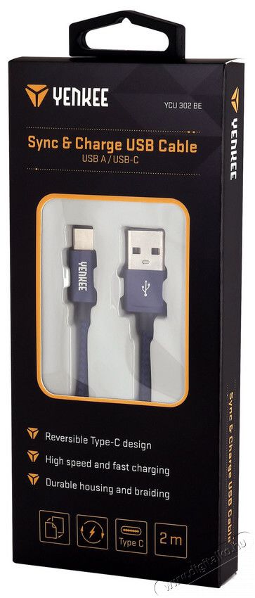Yenkee YCU 302 BE USB-C k&aacute;bel 2m Mobil / Kommunik&aacute;ci&oacute; / Smart - Mobiltelefon kieg&eacute;sz&iacute;tő / tok - K&aacute;bel / &aacute;talak&iacute;t&oacute; - 342991