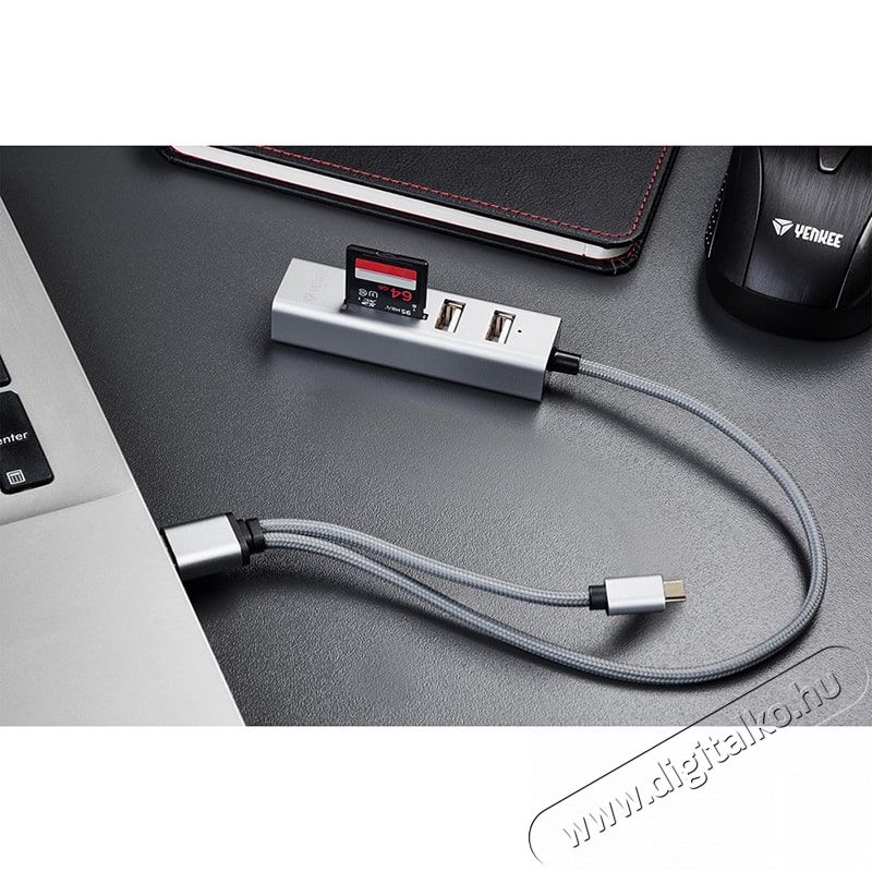 Yenkee YHC 103SR USB-C OTG HUB+k&aacute;rtyaolvas&oacute; Mem&oacute;ria k&aacute;rtya / Pendrive - K&aacute;rtya olvas&oacute; - 352075
