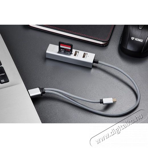 Yenkee YHC 103SR USB-C OTG HUB+k&aacute;rtyaolvas&oacute; Mem&oacute;ria k&aacute;rtya / Pendrive - K&aacute;rtya olvas&oacute; - 352075