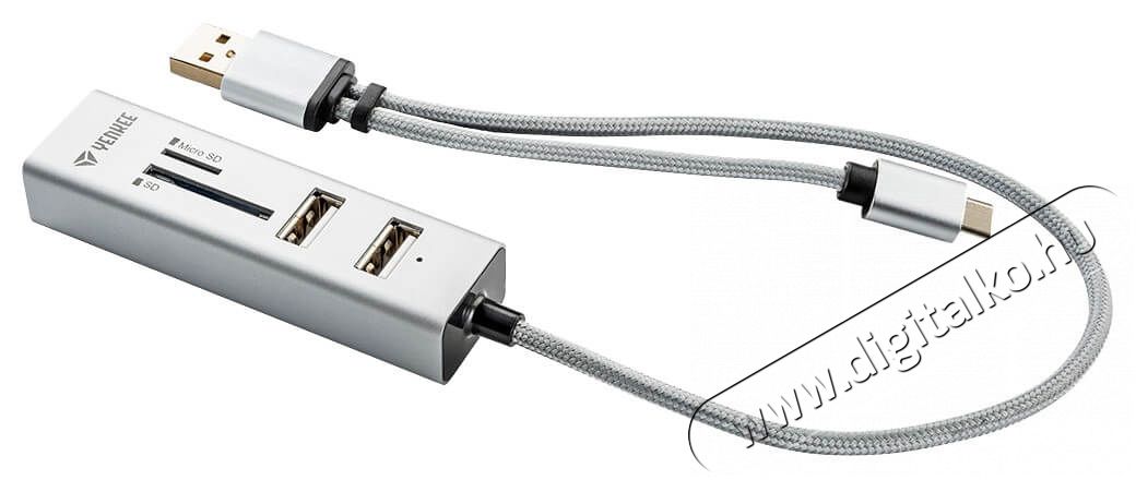 Yenkee YHC 103SR USB-C OTG HUB+k&aacute;rtyaolvas&oacute; Mem&oacute;ria k&aacute;rtya / Pendrive - K&aacute;rtya olvas&oacute; - 352075