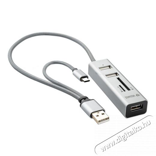 Yenkee YHC 103SR USB-C OTG HUB+k&aacute;rtyaolvas&oacute; Mem&oacute;ria k&aacute;rtya / Pendrive - K&aacute;rtya olvas&oacute; - 352075