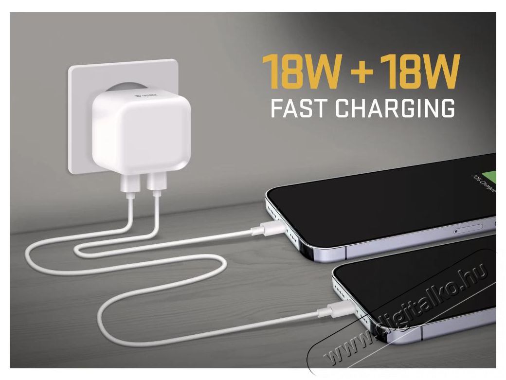 Yenkee YAC 2133 Dual USB C charger 36W Mobil / Kommunik&aacute;ci&oacute; / Smart - Mobiltelefon kieg&eacute;sz&iacute;tő / tok - H&aacute;l&oacute;zati-, aut&oacute;s t&ouml;ltő - 451722