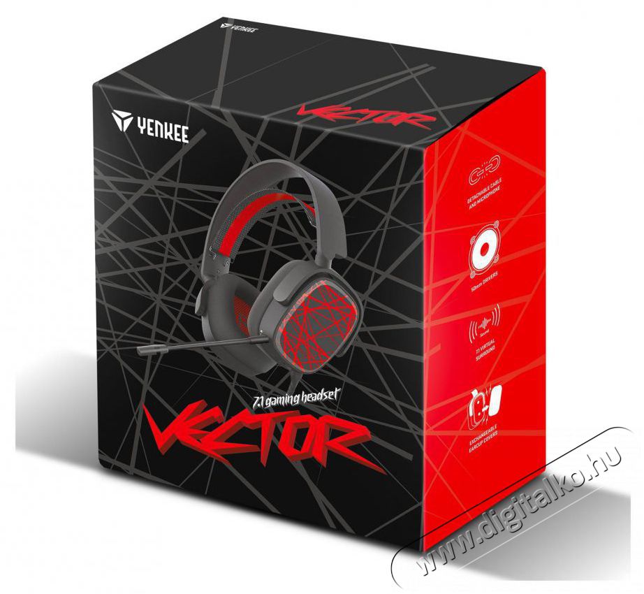 Yenkee YHP 3040 VECTOR Gaming headphones Audio-Video / Hifi / Multim&eacute;dia - F&uuml;l &eacute;s Fejhallgat&oacute;k - Fejhallgat&oacute; mikrofonnal / headset - 491125