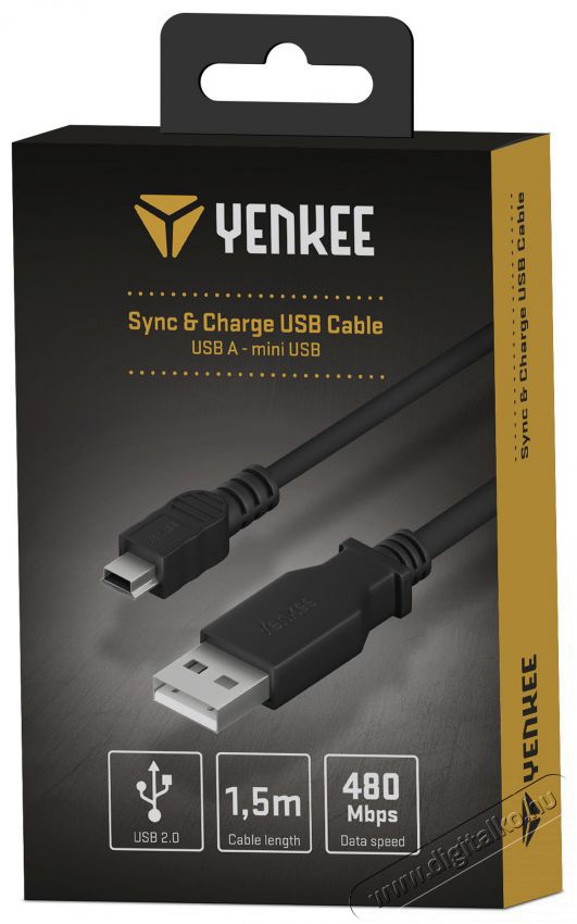 Yenkee YCU 010 BK USB A / miniUSB 1,5m Tv kieg&eacute;sz&iacute;tők - K&aacute;bel / csatlakoz&oacute; - USB k&aacute;bel - 495026